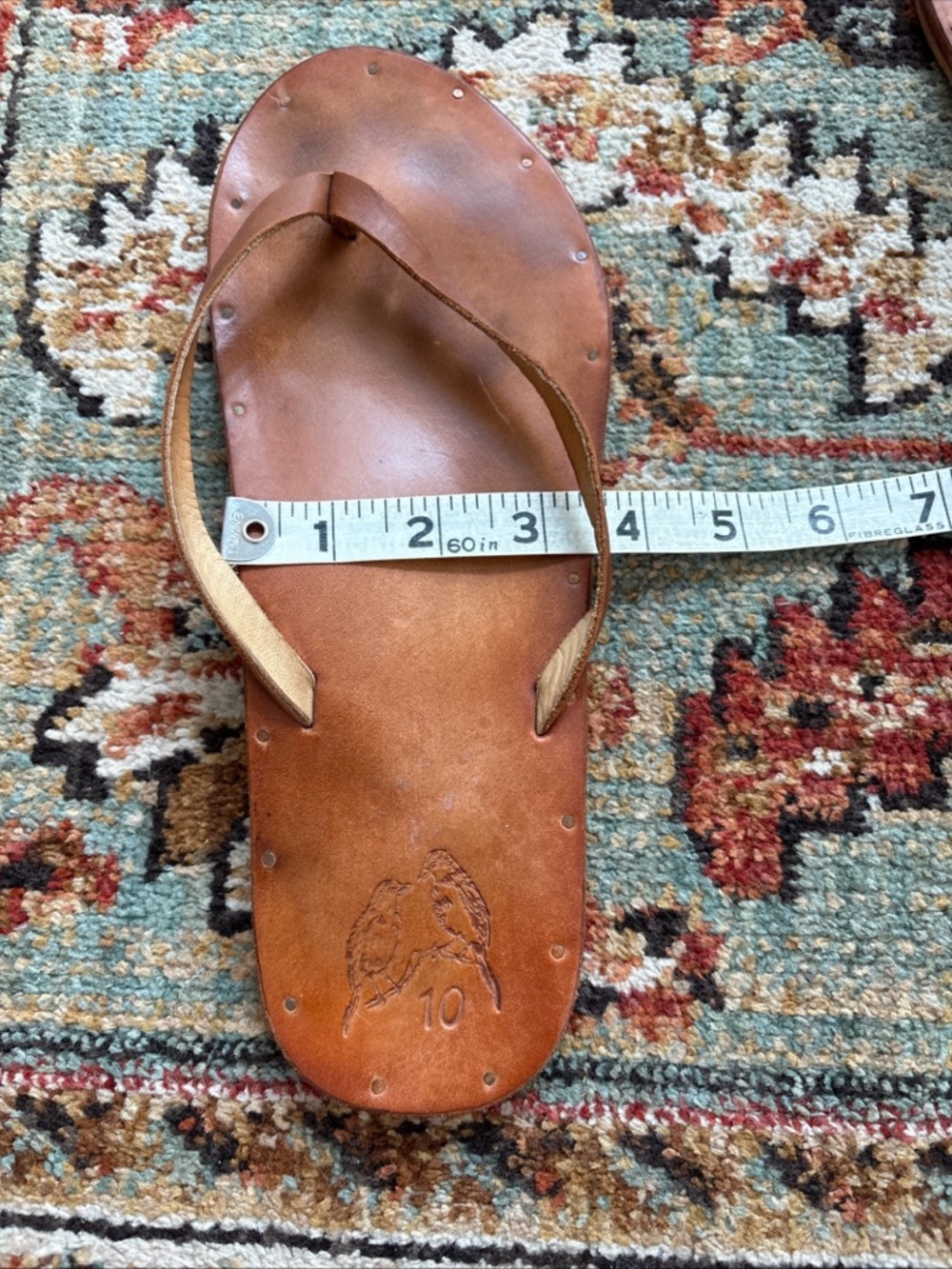 Beek Brown leather flip flops size 10 - Picture 10 of 10